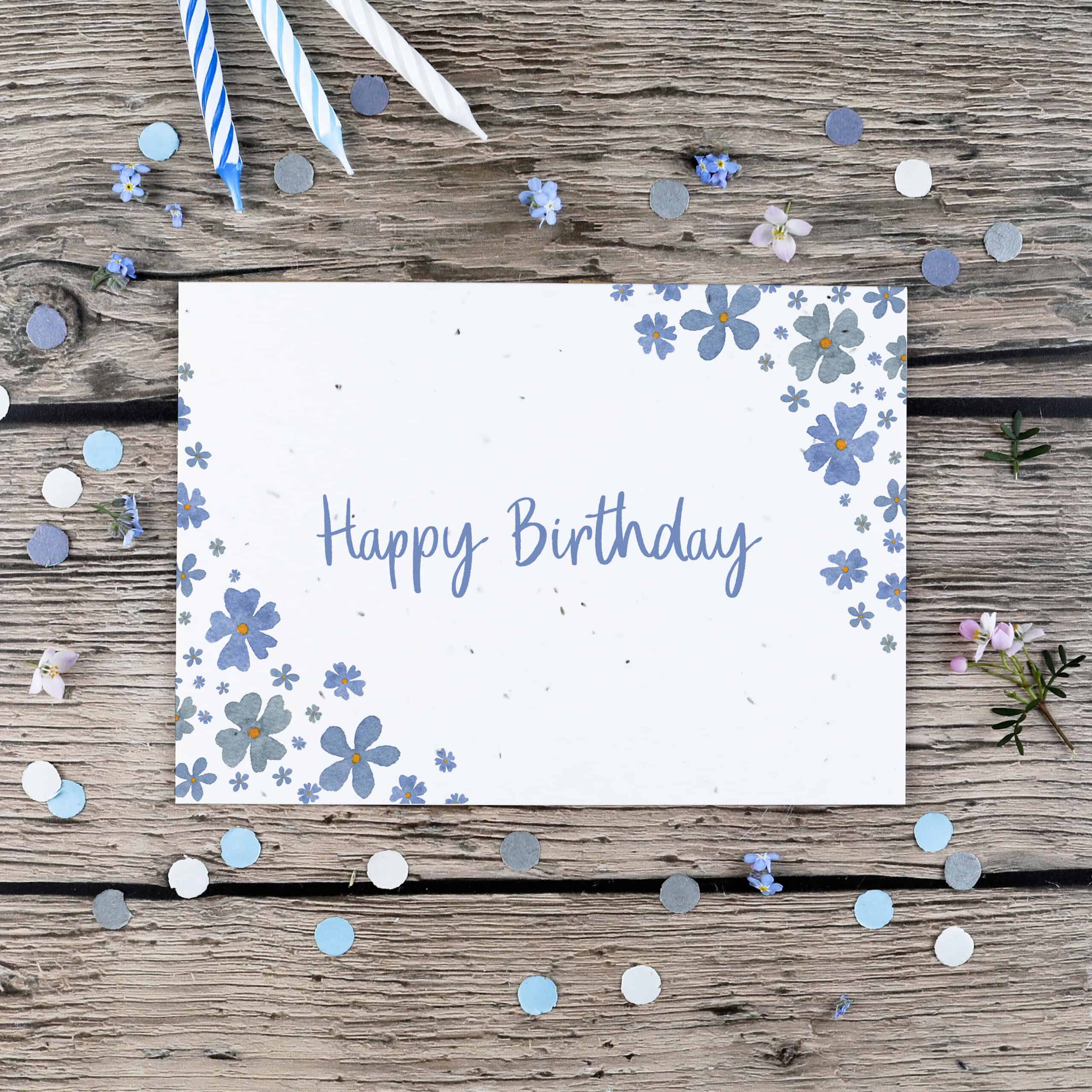 Glückwunschkarte aus Samenpapier zum Geburtstag, Gratulation zum Geburtstag mit Samenkarte mit Blumenmuster