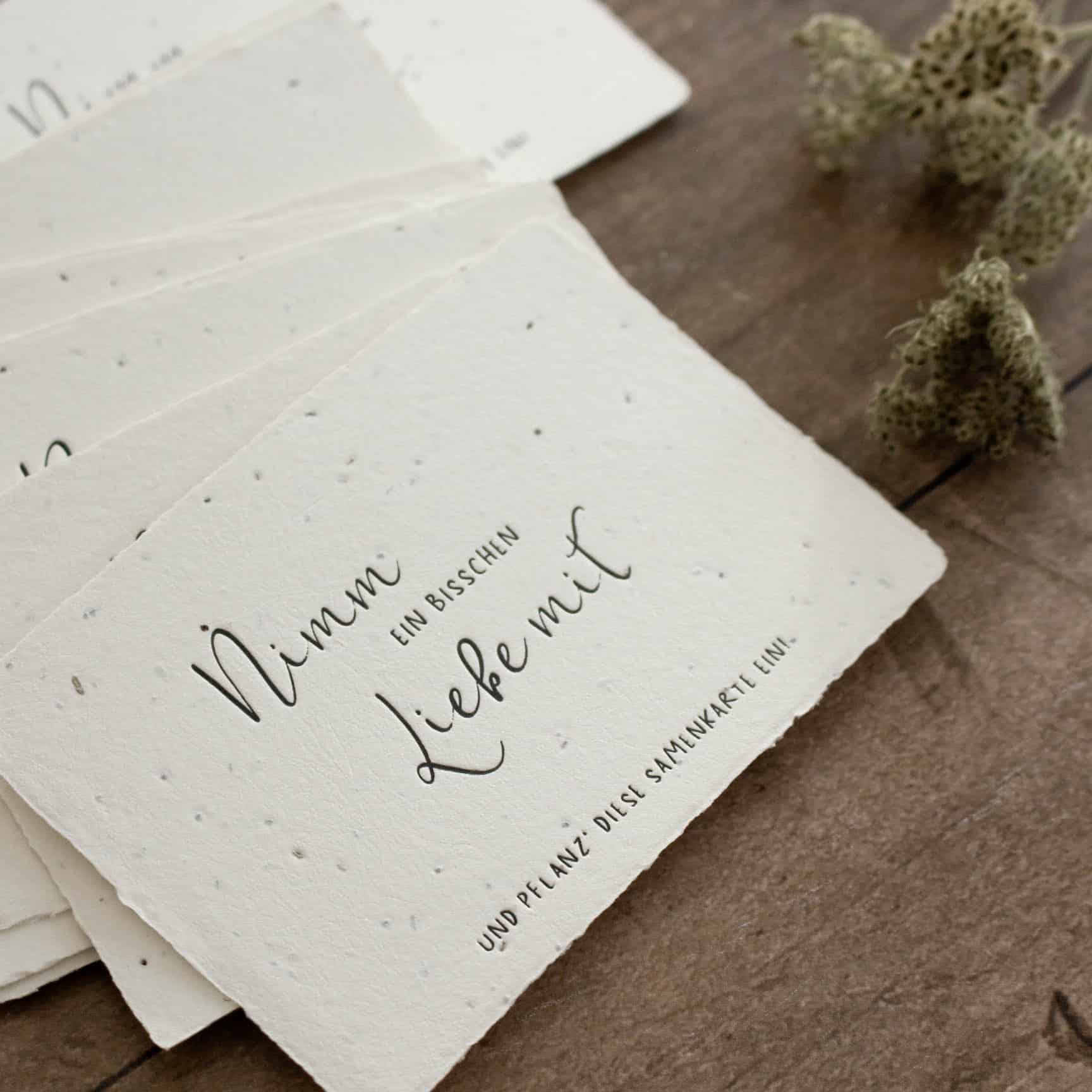 Gastgeschenk-Kärtchen aus handgeschöpftem Saatpapier zum Einpflanzen für Hochzeits, Geburtstag und andere Feiern