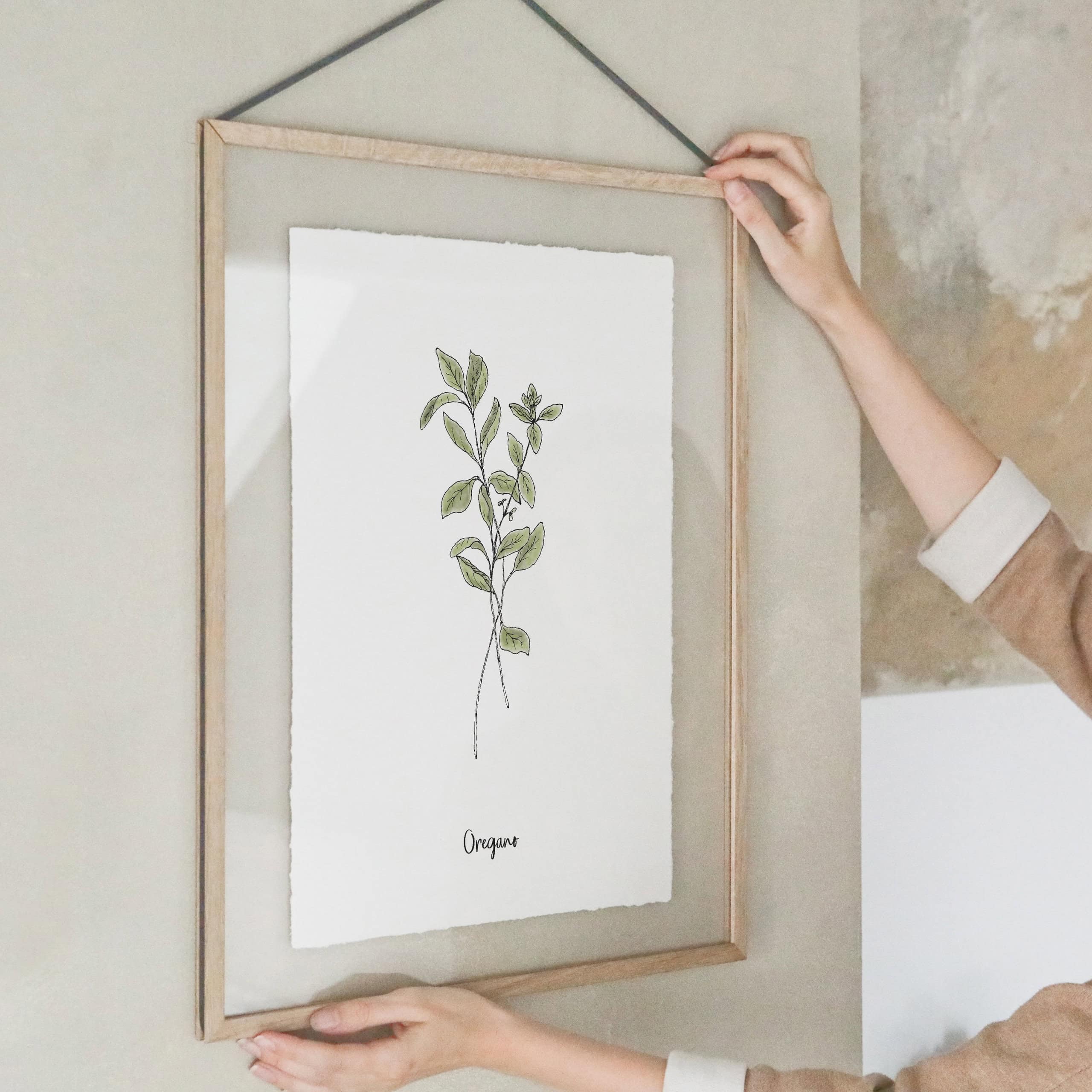 heylittlegreen-Kunstdrucke-Artprints-handgeschöpftes Büttenpapier-Küche-Kräuter-Oregano (1) Kunstdruck auf handgeschöpftem Büttenpapier mit Kräutermotiv: Oregano; nachhaltiger Artprint