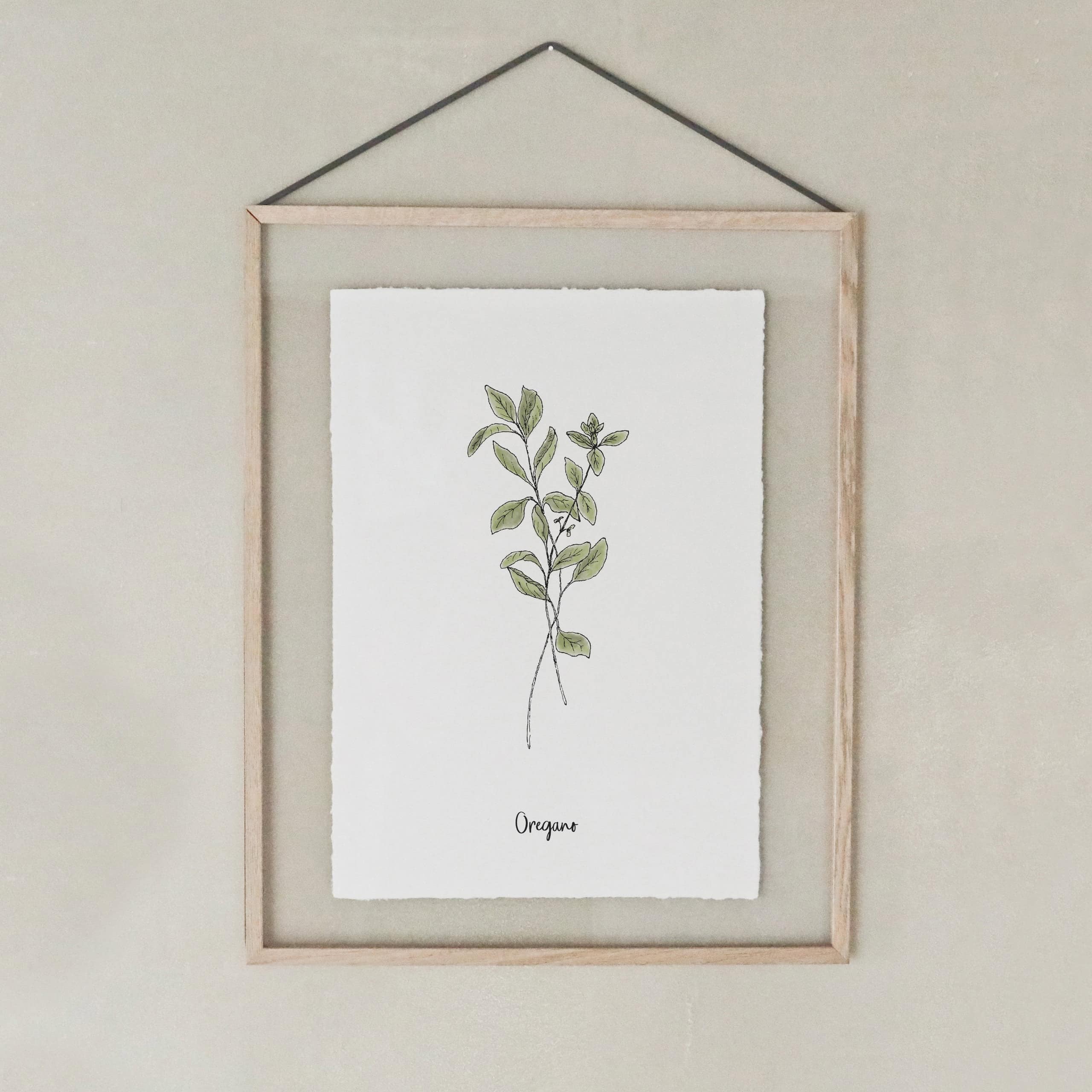 heylittlegreen-Kunstdrucke-Artprints-handgeschöpftes Büttenpapier-Küche-Kräuter-Oregano (3) Kunstdruck auf handgeschöpftem Büttenpapier mit Kräutermotiv: Oregano; nachhaltiger Artprint