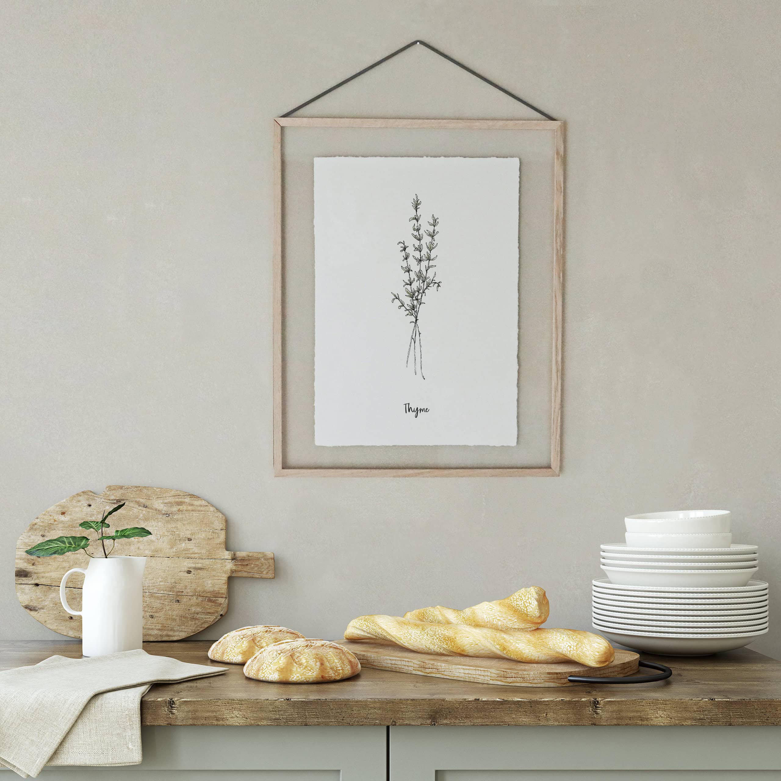 heylittlegreen-Kunstdrucke-Artprints-handgeschöpftes Büttenpapier-Küche-Kräuter-Thymian (5) Kunstdruck auf handgeschöpftem Büttenpapier mit Kräutermotiv: Thymian; nachhaltiger Artprint