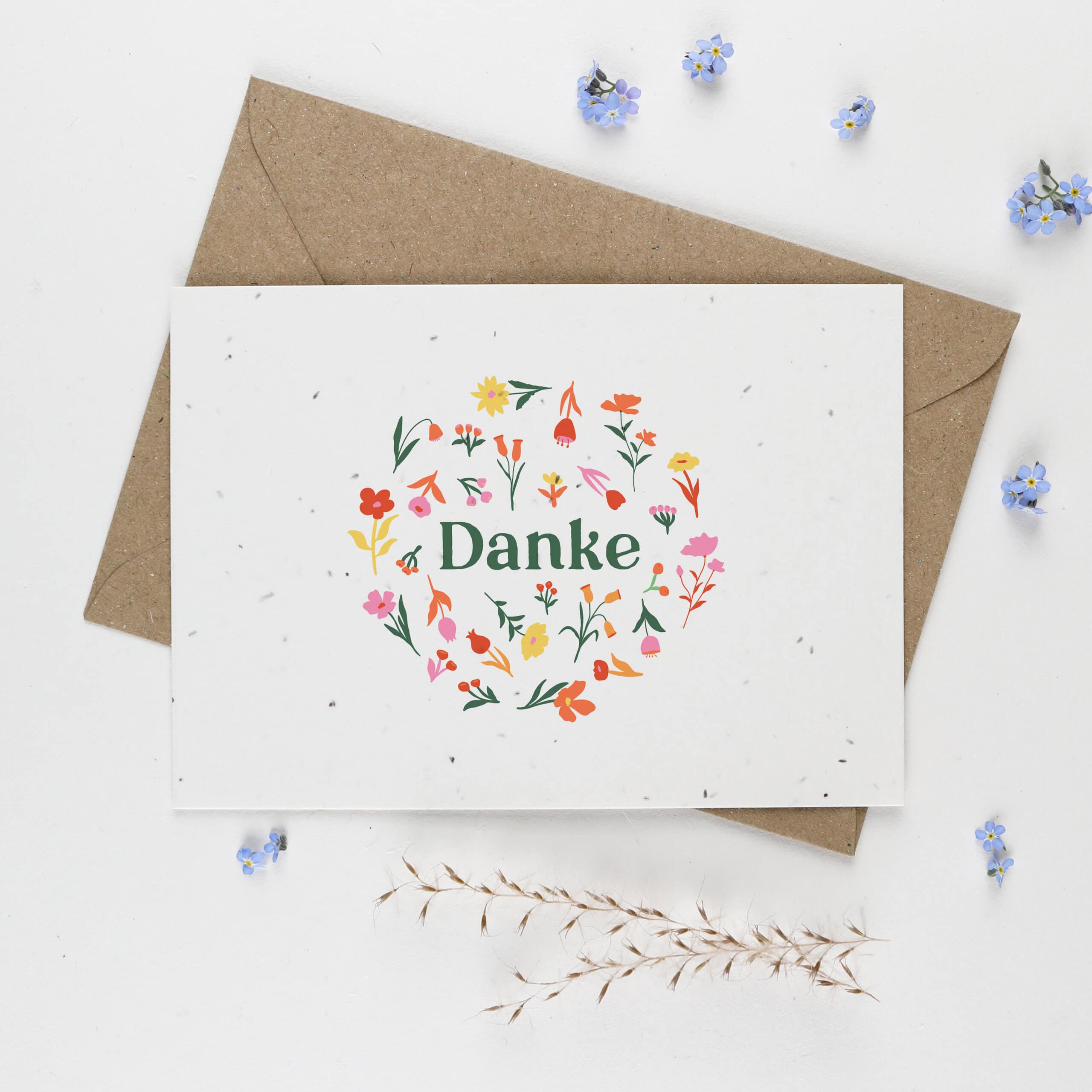 Bunte Dankeskarte auf Samenpapier, moderne Samenkarte, Dopamin Decor Karte