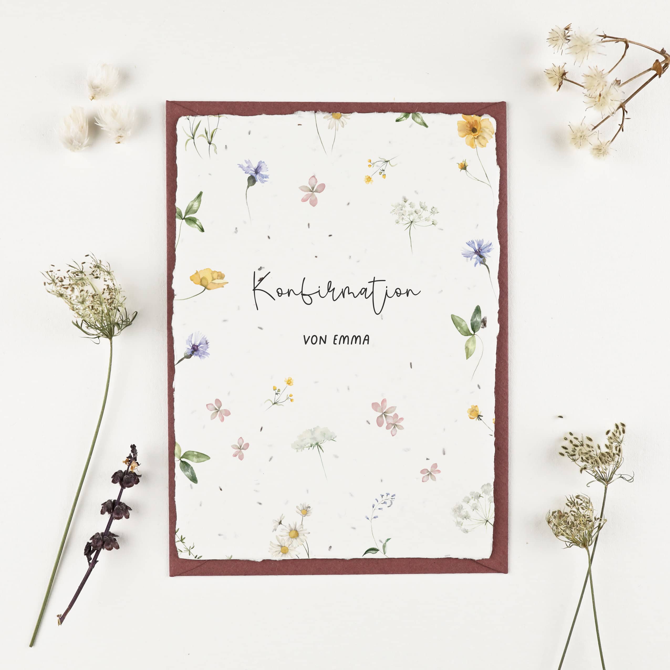 Einladung zur Konfirmation auf Samenpapier, Konfirmationseinladung Saatpapier, nachhaltige Einladung Konfi
