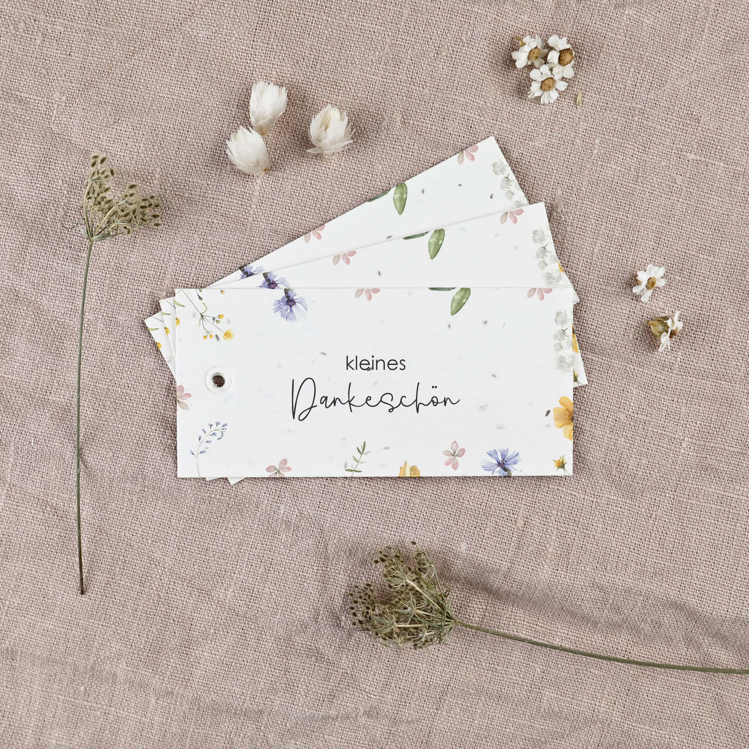 Einpflanzbare Geschenkanhänger im 3er-Set als kleines Dankeschön für eure Feier, Nachhaltig feiern, nachhaltig heiraten