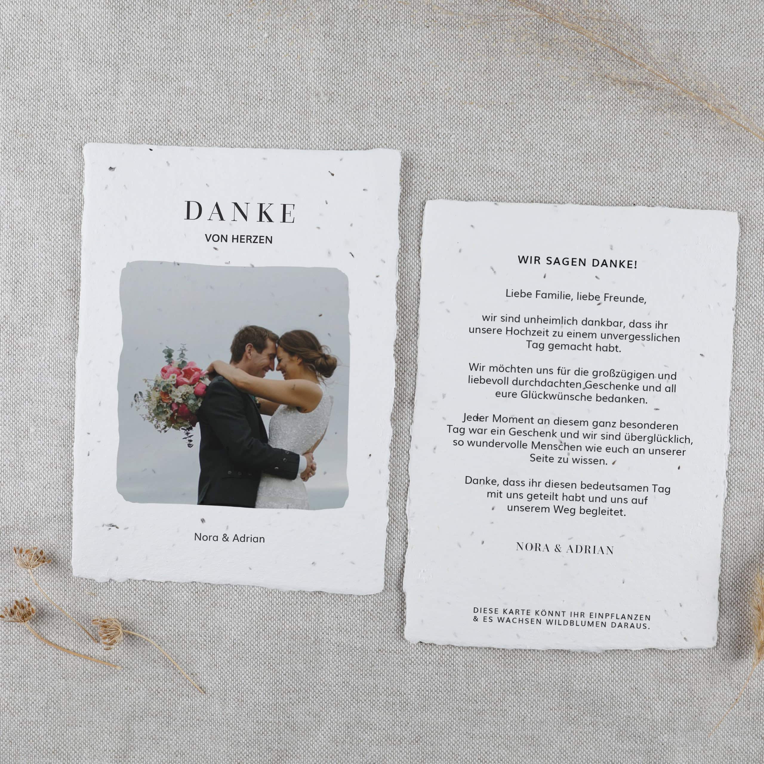 Nachhaltige Dankeskarte aus handgeschöpftem Saatpapier zum Einpflanzen, besondere Danksagung fü