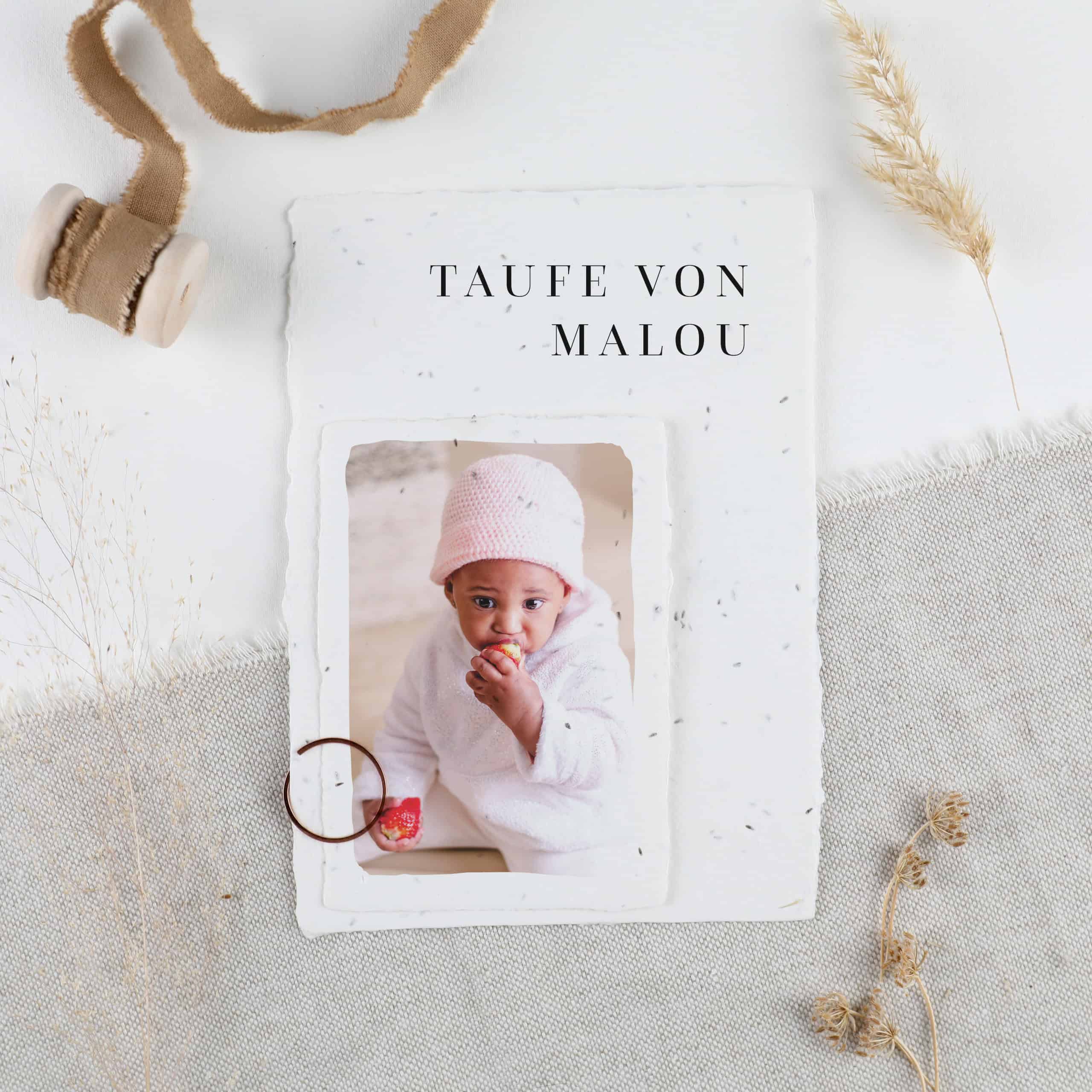 heylittlegreen-handgeschöpftes Saatpapier-Taufeinladung-Samenpapier zur Taufe-Einladung (2) Nachhaltige Einladung zur Taufe auf handgeschöpftem Saatpapier, Taufeinladung Samenpapier, Einpflanzbare Einladung zur Taufe