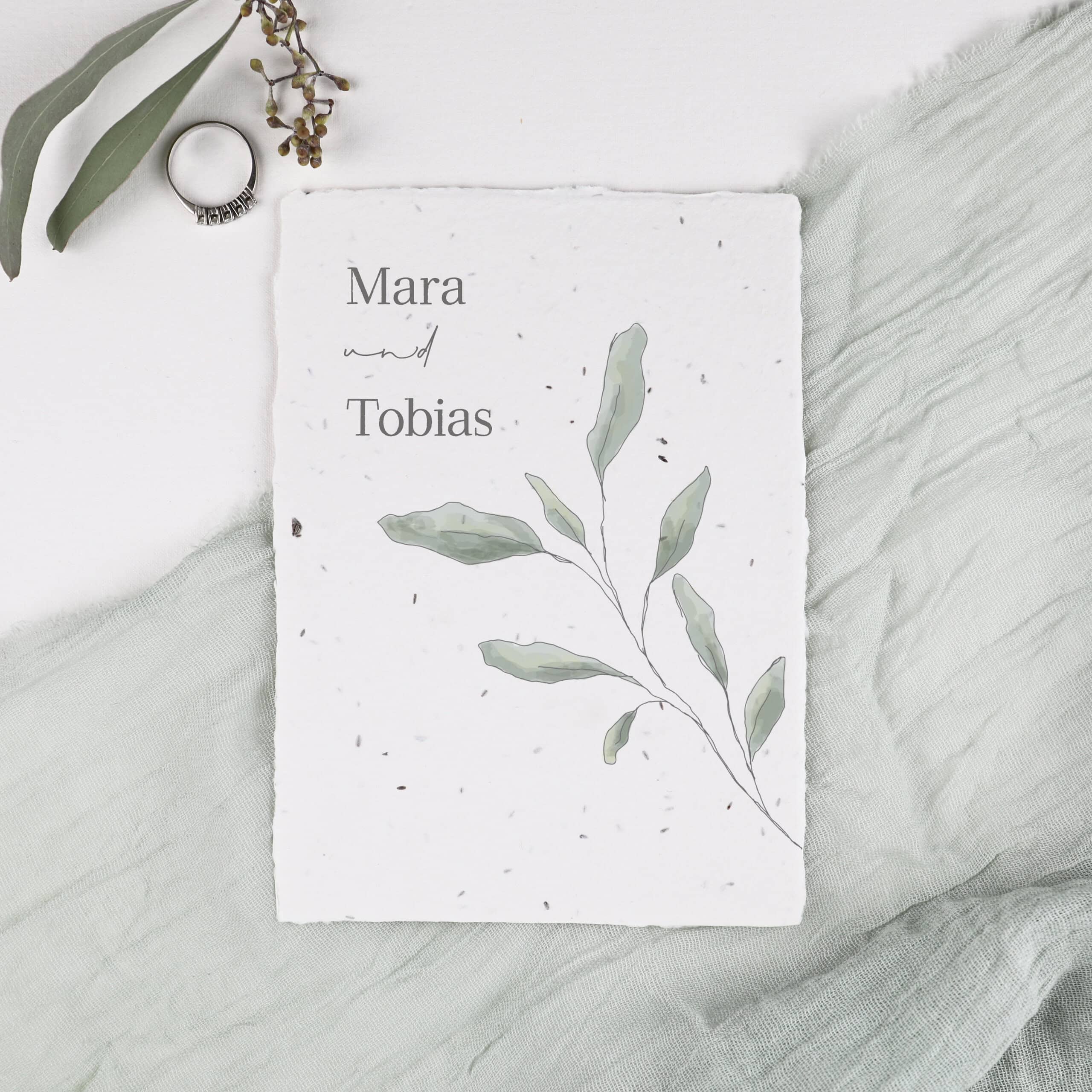 Nachhaltige Save the Date Karte aus Samenpapier, Einladung zu eurer Hochzeit