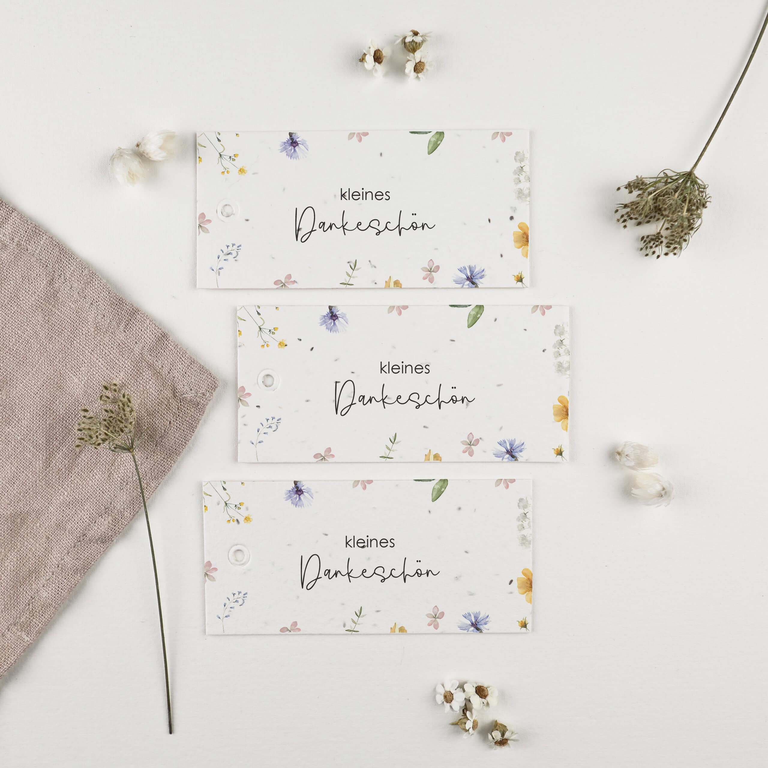 Einpflanzbare Geschenkanhänger im 3er-Set als kleines Dankeschön für eure Feier, Nachhaltig feiern, nachhaltig heiraten