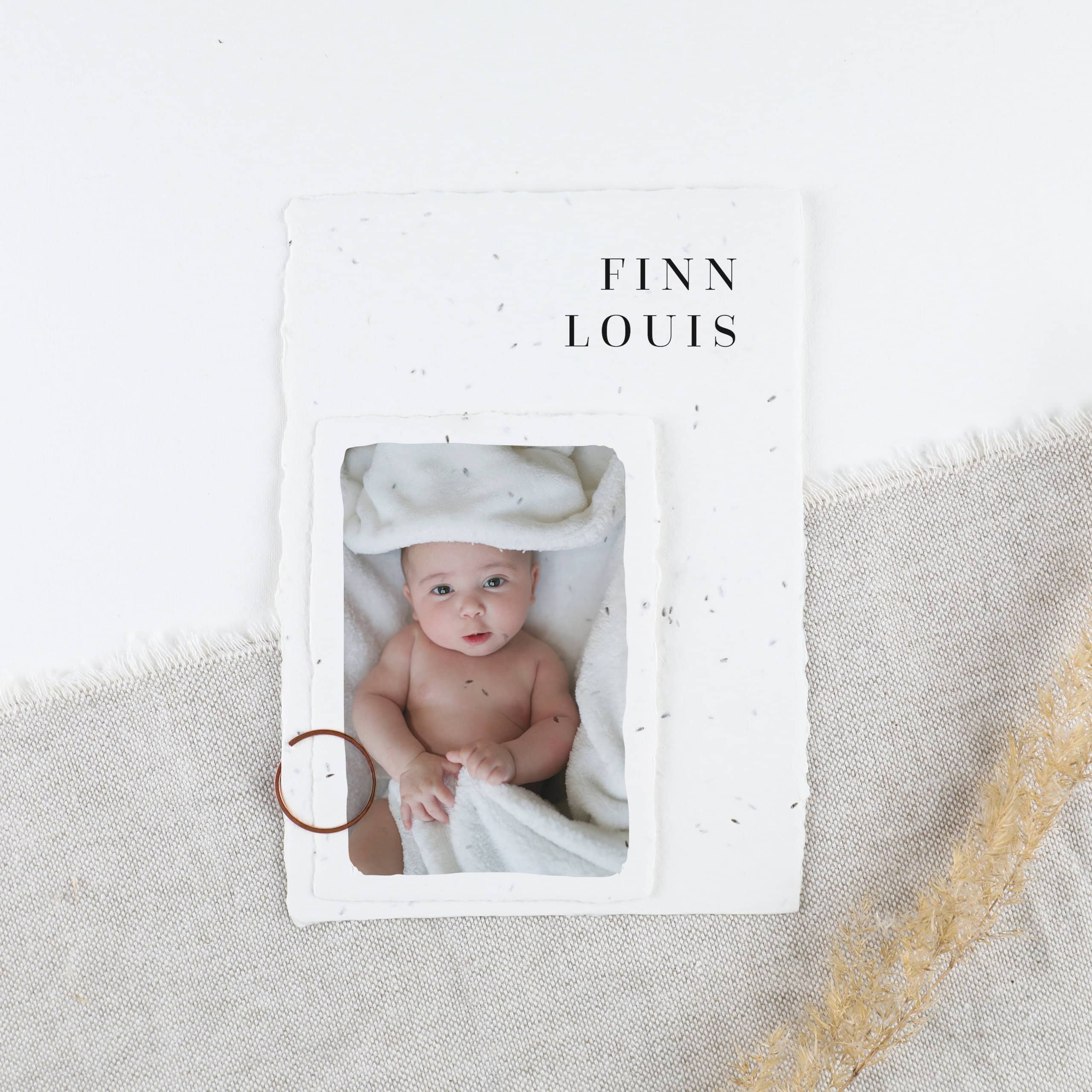 Geburtskarte aus handgeschöpftem Saatpapier, Karte zur Geburt auf Samenpapier, Individuelle Geburtskarte