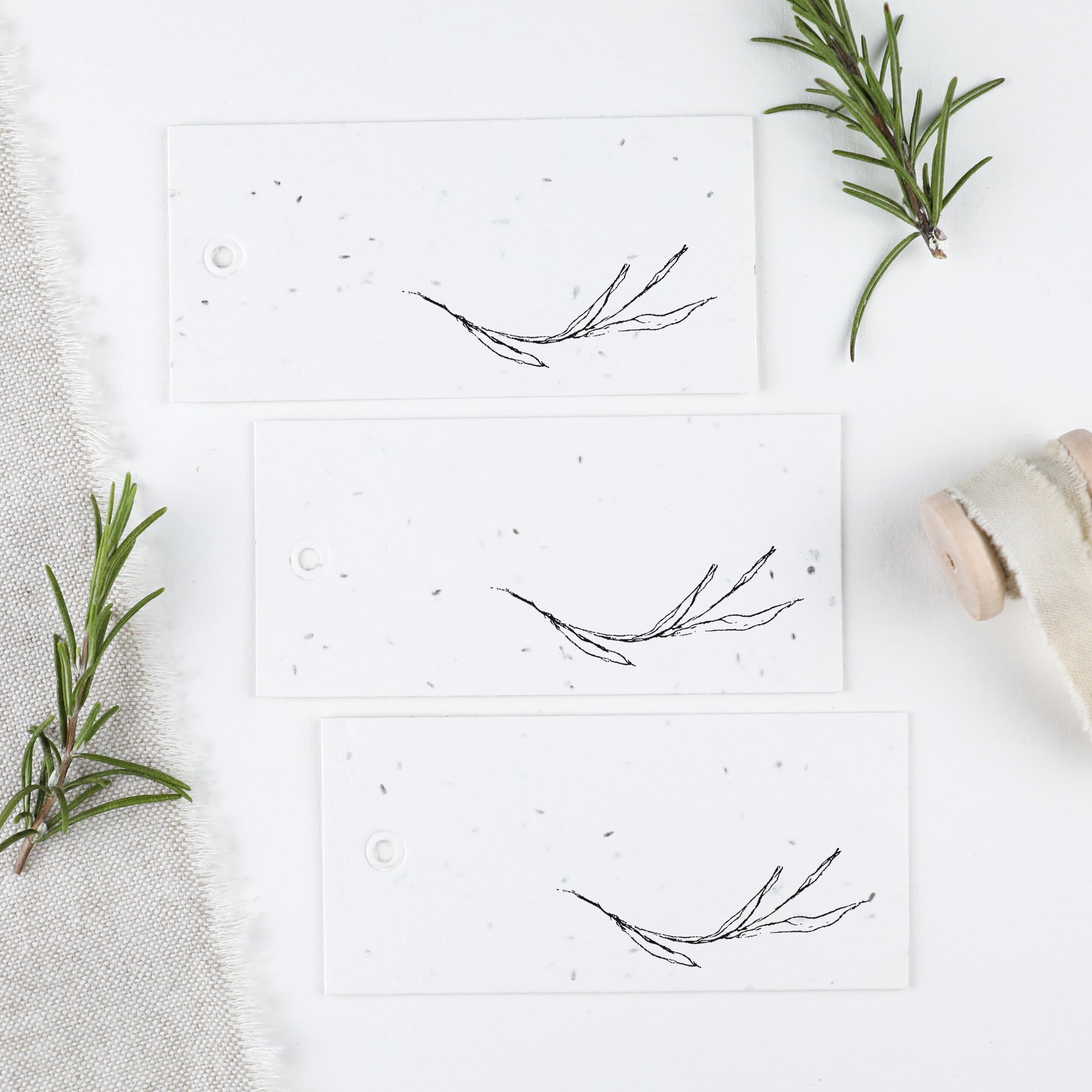 heylittlegreen-handgeschöpftes Saatpapier-nachhaltige Hochzeitspapeterie-Geschenkanhänger Serie Rosemary-Anhänger-Mitgebsel Hochzeit Nachhaltiges Geschenkanhänger-Set aus der Serie "Rosemary" für mediterrane Feiern, nachhaltige Hochzeiten