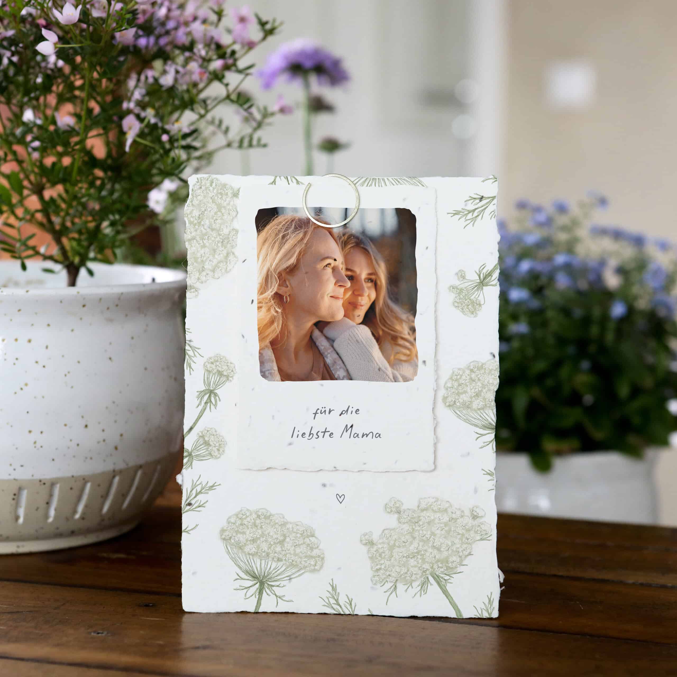 Muttertagskarte aus handgeschöpftem Saatpapier für die beste Mama