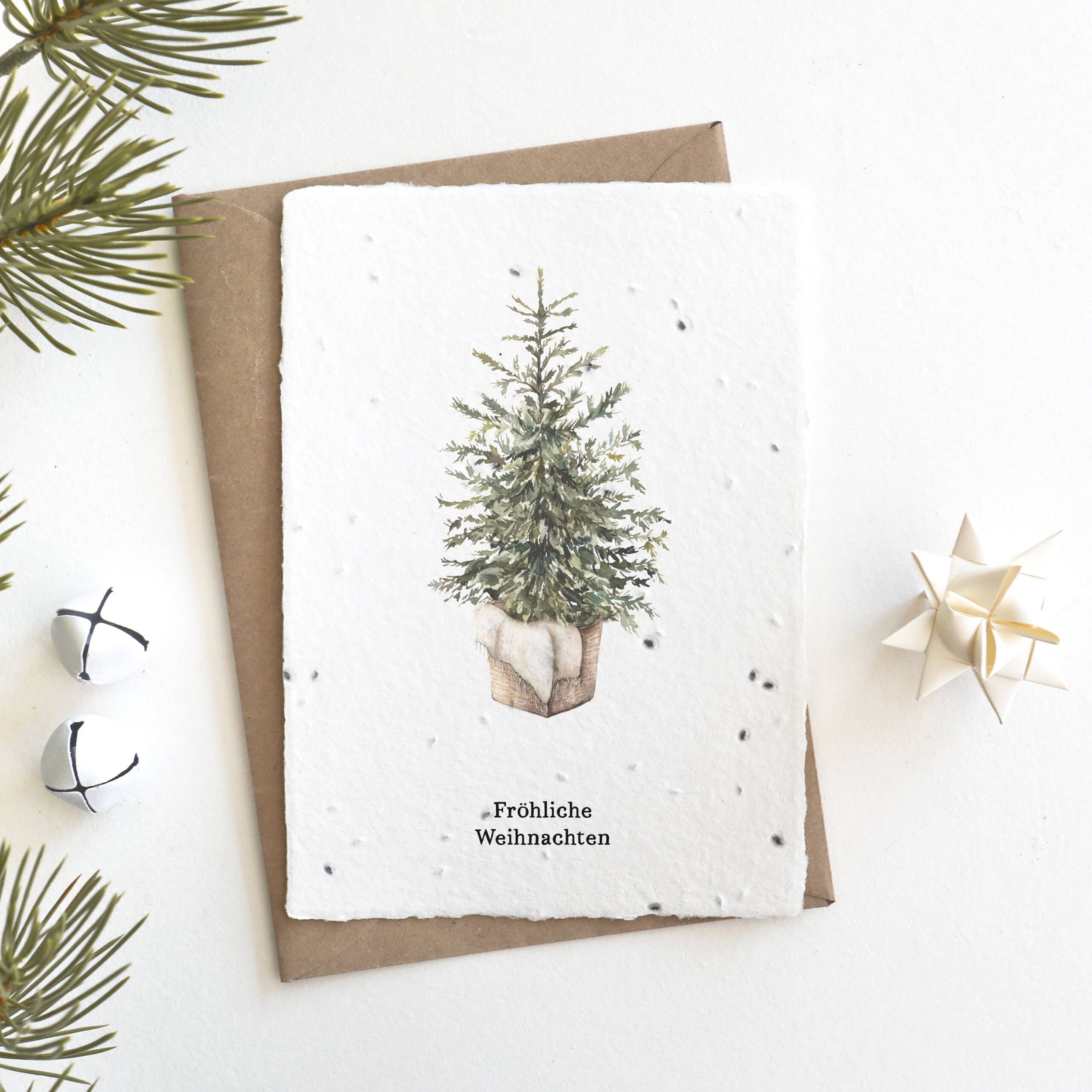 heylittlegreen-handgeschöpftes Saatpapier-Weihnachten-Weihnachtskarte-Tannenbaum