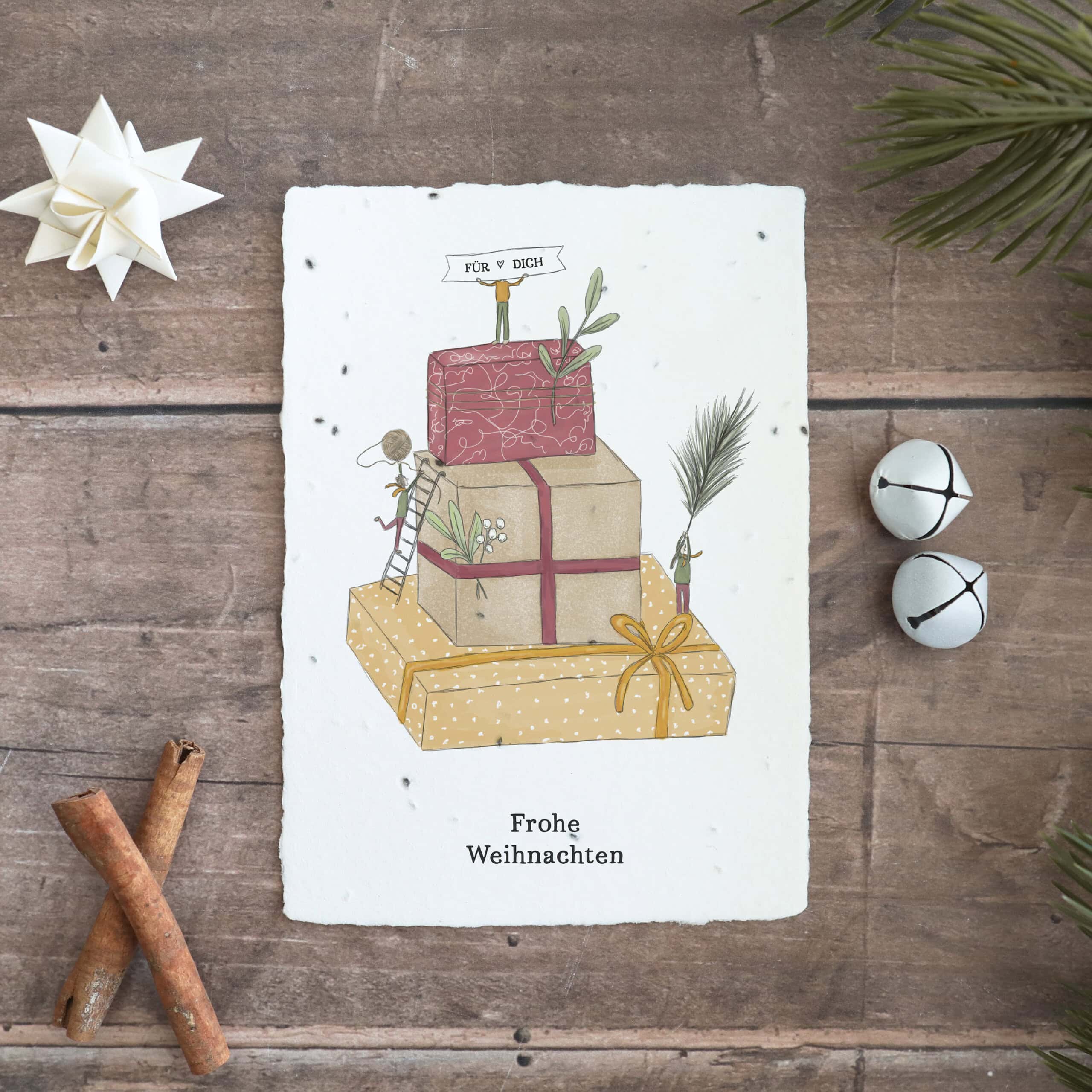 heylittlegreen-handgeschöpftes Saatpapier-Weihnachten-Weihnachtskarte-Weihnachtsgeschenke