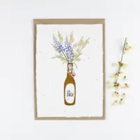 Wachsende Karte zum Vatertag aus handgeschöpftem Saatpapier mit Bierflaschen-Motiv